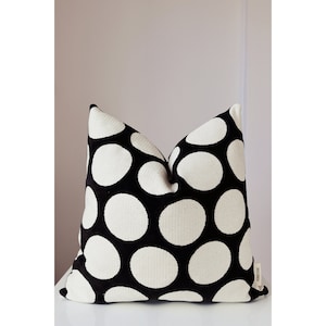 Black and white polka dot pillow sale
