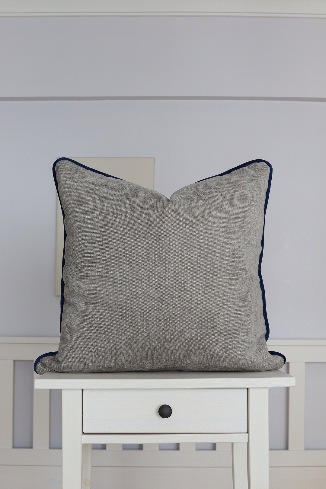 Gray Linen Pillow Cover With Piping Decorative Throw Pillow Etsy