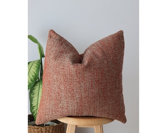 Red Weaving Linen Throw Pillow Cover, Claret Red Textured Woven Pillow Cover, Sofa Pillowcase, 16x16 Pillow Cover, Christmas Gift,