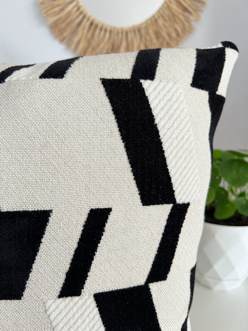 Black and White Linen Throw Pillow Minimalist Home Etsy