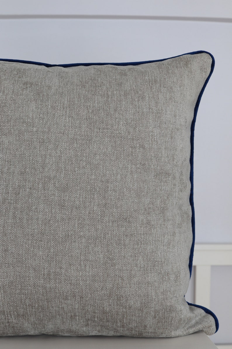 Gray Linen Pillow Cover With Piping Decorative Throw Pillow Etsy