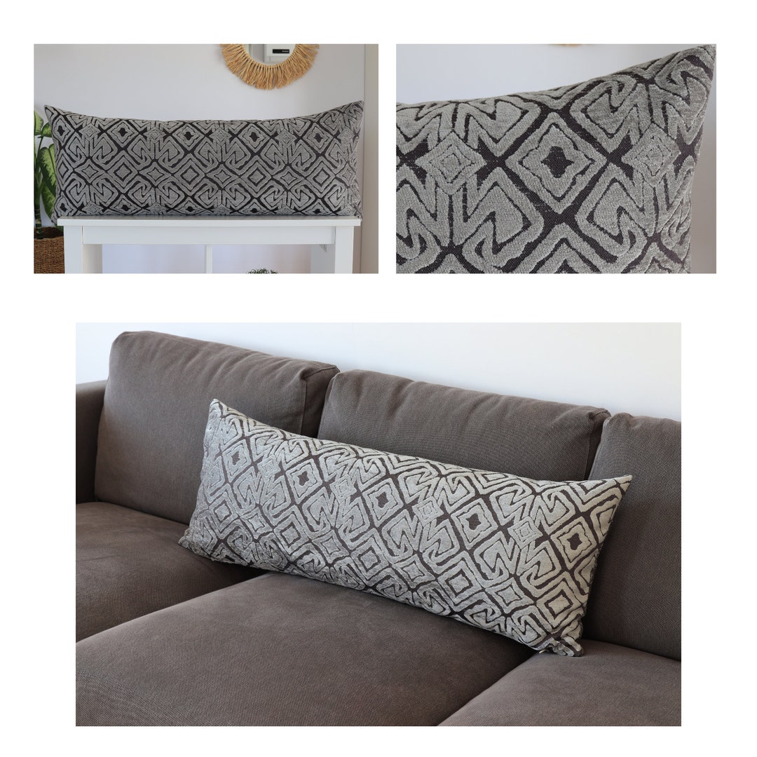 Black Velvet Lumbar Pillow Cover Patterned Body Pillow Sofa Etsy