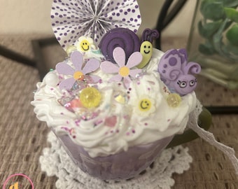Spring Flowers Mini Mug - Purple Fake Bake Decor