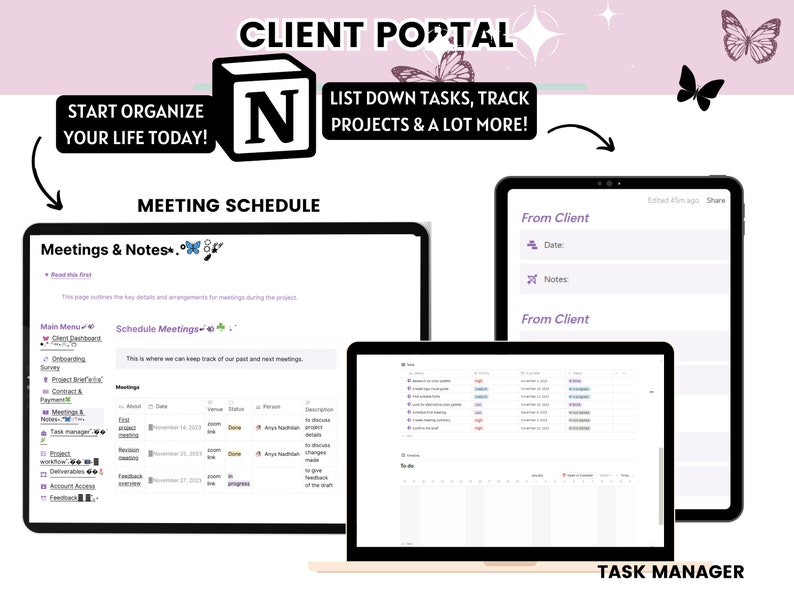 Notion Template Client Portal, Client Dashboard Project Tracker, Client ...