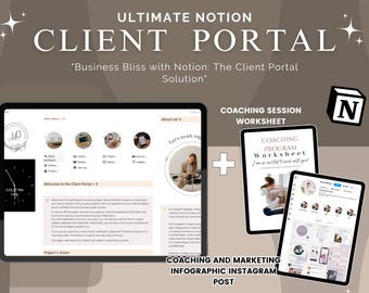 Client Portal Notion Template, Notion Client Dashboard, business management notion, aesthetic Client Tracker, Freelancer notion, CRM notion