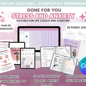Mental health worksheet and journal bundle, Stress and anxiety worksheet, mental health infographic, mental health awareness post template