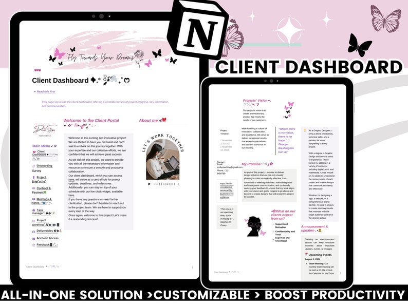 Notion Template Client Portal, Client Dashboard Project Tracker, Client ...