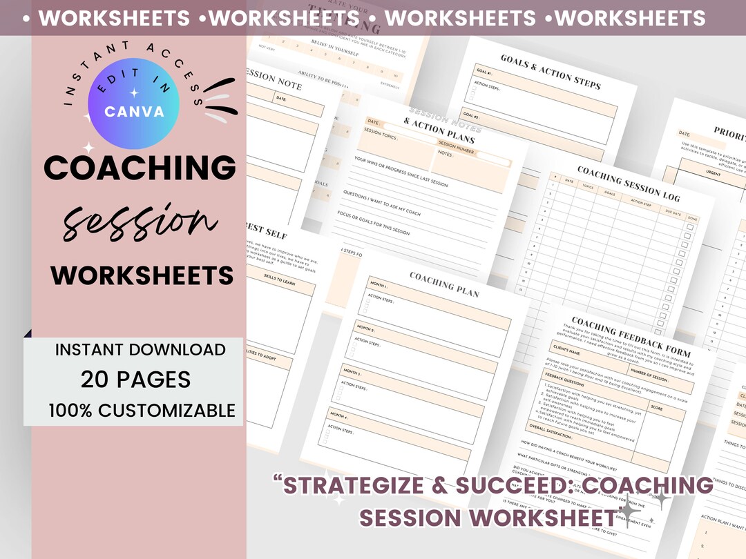 Coaching Session Worksheets Template Client Worksheet Business