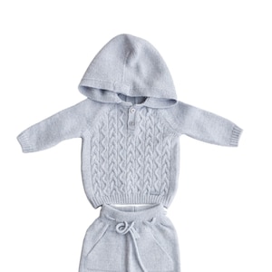 Merinowolle gestrickte Babykleidungsset mit Babyjacke und Hose, Merinowolle Babyhose, Geschlechtsneutrale Babykleidung, Babypartygeschenk