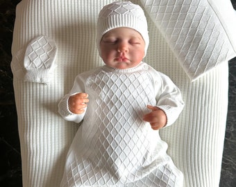 Newborn Baby Coming Home Outfit, Organic Cotton Coming Home Outfit, Newborn Hospital Outfit, Knit Baby Clothes, Organic Baby Clothes