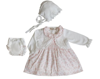 Baby Girl Dress Set Soft Pink w/Flowers