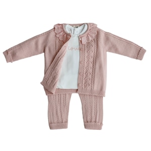 Merino Wool Knitted Baby Clothing Set With Baby Cardigan and Romper, Merino Wool Baby salopette,Gender Neutral Baby Clothes,Baby Shower Gift