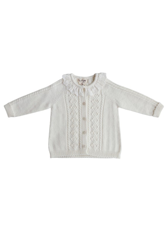 Conjunto de ropa de bebé de punto de lana merino con cárdigan y