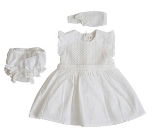 Robe de baptême avec manches à volants, robe de baptême bébé, robe en coton blanc pour bébé fille, robe de baptême pour petite fille, robe en tulle, robe d'été