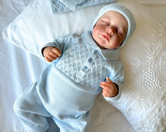 Baby Blue Organic Cotton Below Snap Baby Coming Home Outfit, Baby Boy Coming Home Outfit, Newborn Hospital Outfit, Newborn Pictures