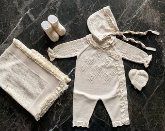 Newborn Girl Coming Home Outfit | Baby Girl Coming Home Outfit | Newborn Girl Hospital Outfit | Newborn Girl Clothes | Knitted Baby Clothes