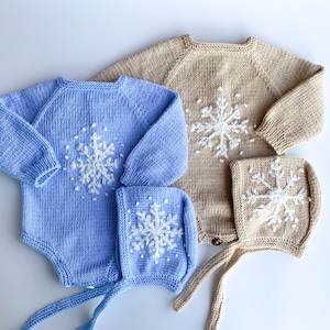 2 PCS Set,Newborn Photography Prop Snowflake Outfit Mohair Romper,Newborn Snowflake Outfit,Knitted Romper,Newborn Photo Outfit,Newborn Props