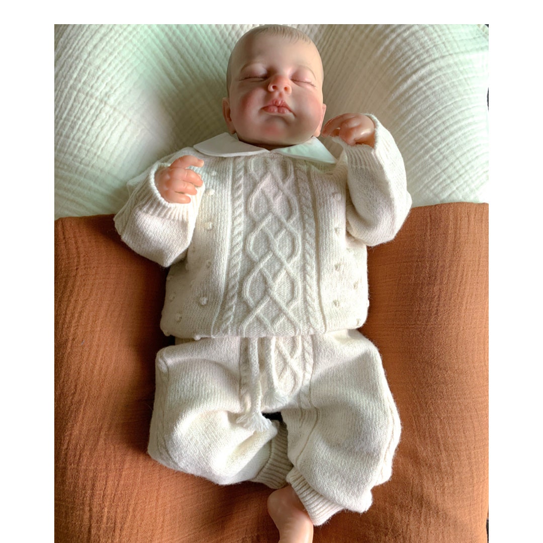 Merino Wool Knitted Baby Clothing Set With Baby Sweater and Pants