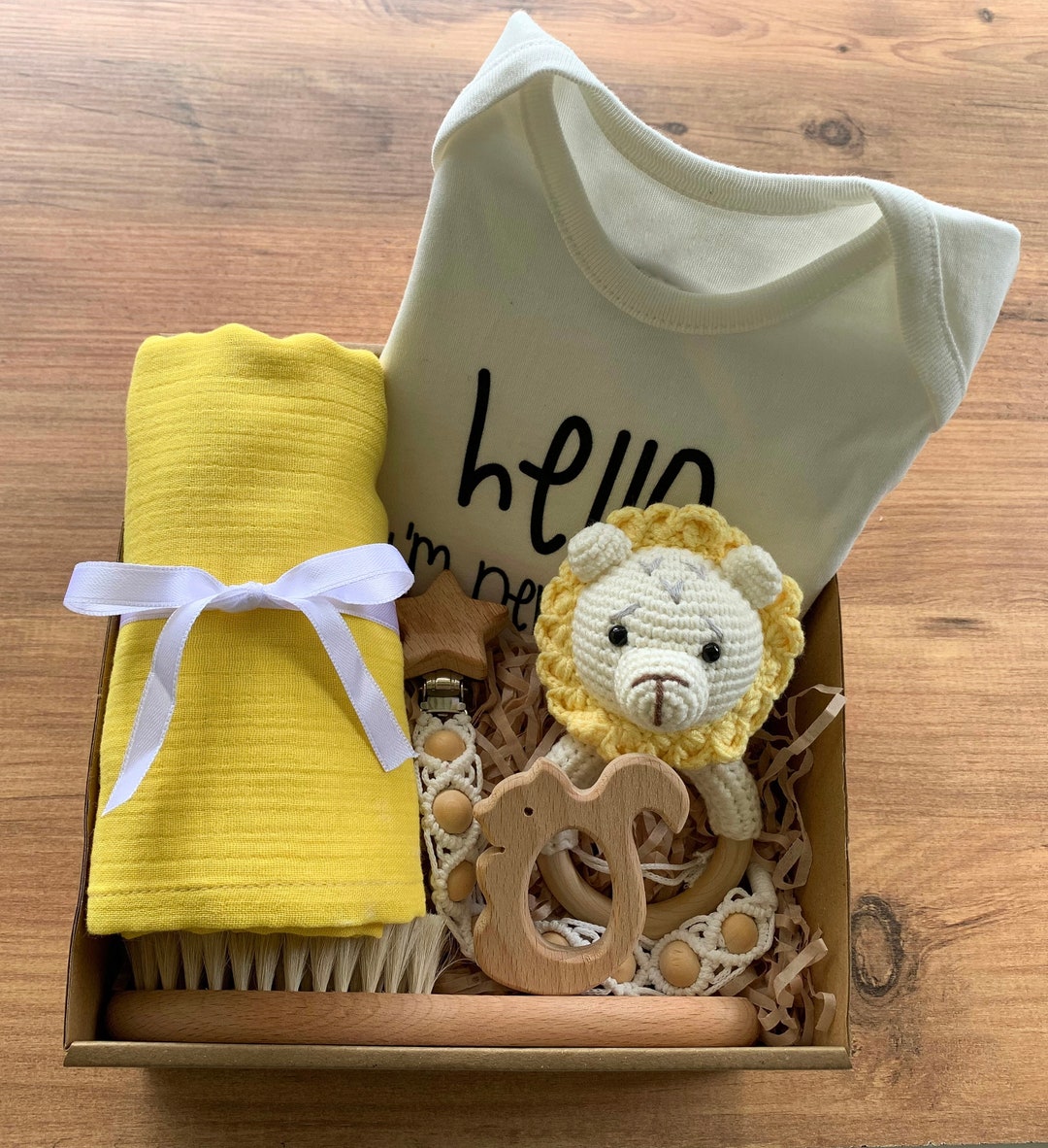 Baby Lion Gift Set | Newborn Baby Gift | Baby Dummy Clip With Name ...