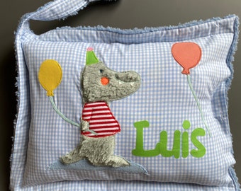 Pillow with name, pillowcase, birth pillow, pillow cover, personalized pillow, name pillow, cuddly pillow, children's pillow, pillow with crocodile