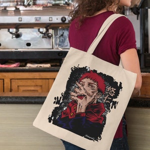 Jujutsu Kaisen Yuji Itadori Anime Canvas Bag Mock  Tote Lifestyle Mockup, Customizable Canvas Tote Mock