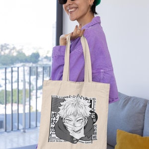 Jujutsu Kaisen Itadori Yuj Anime Canvas Bag Mock Tote Lifestyle Mockup, Customizable Canvas Tote Mock