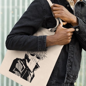 Jujutsu Kaisen Gojo Sensei Gojo Satoru Anime Canvas Bag Mock Tote Lifestyle Mockup, Customizable Canvas Tote Mock