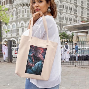 Jujutsu Kaisen Itadori Yuji Using His Powers Anime Canvas Bag Mock Tote Lifestyle Mockup, Customizable Canvas Tote Mock
