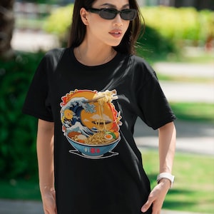 Japan Food Ramen Waves - grafische kunststijl - T-shirt uniseks
