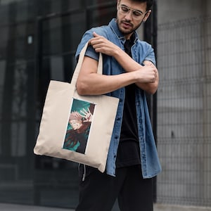 Jujutsu Kaisen Itadori Yuji With Monster Hand Anime Canvas Bag Mock Tote Lifestyle Mockup, Customizable Canvas Tote Mock