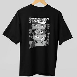 Anime - Luffy, Goku, All Might, Naruto en Saitama Eyes - T-shirt uniseks