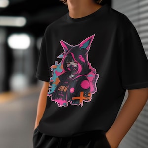 Cyberpunk Masked Anime GirlT-Shirt Everyday Rockwear Cyberpunk Futuristico - Stile grafico - T-shirt unisex