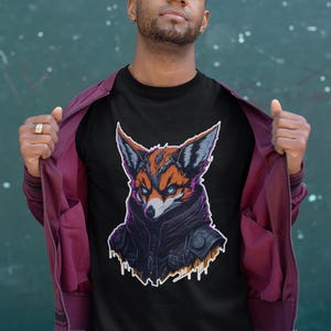 Cyberpunk Spy Fox T-Shirt Everyday Rockwear Cyberpunk Futuristico - Stile grafico - T-shirt unisex