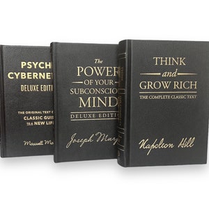 3 Books: THINK & GROW Rich Hill / PSYCHO-Cybernetics Maltz / Power Of Subconscious Mind Murphy -Collectible Deluxe - Leather Bound Hardcover