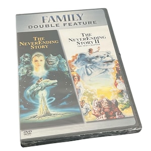May include: A sealed DVD case featuring "The NeverEnding Story" and "The NeverEnding Story II: The Next Chapter." The cover art includes fantasy illustrations with characters and the text "FAMILY DOUBLE FEATURE."