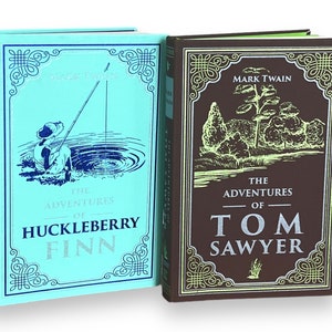2 BOOKS - Mark Twain: Tom Sawyer, Huckleberry FINN - Collectible Special Gift Edition - Imitation Leather Flexi Cover - Classic Book