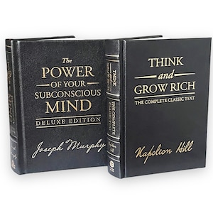 2 Books: THINK And GROW Rich Napoleon Hill & POWER Of Your Subconscious Mind - Collectible Deluxe Special Edition - Leather Bound Hardcover