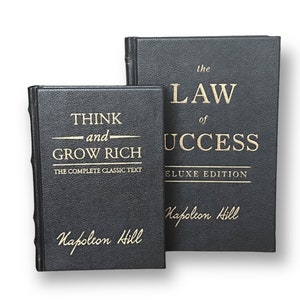 THINK And GROW Rich & The Law Of SUCCESS Napoleon Hill - Collectible Deluxe Special Edition - Leather Bound Hardcover Best Seller Books Set