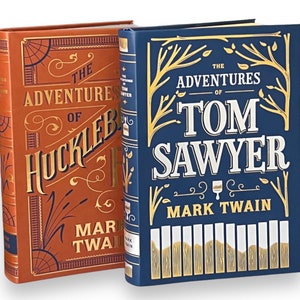 2 Books: Adventures Of Tom SAWYER & Huckleberry FINN by Mark Twain - Collectible Deluxe Special Gift - Flexi Bound Faux Leather Cover Book