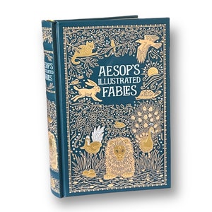 AESOP'S ILLUSTRATED FABLES Fairy Tales, Fantasy Story - Collectible Deluxe Edition - Leather Bound Hardcover - Best Seller - Classic Book