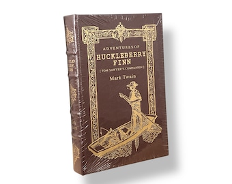 SCELLÉ ! Aventures Huckleberry Finn [Compagnon de Tom Sawyer] Mark Twain - Livre illustré de collection relié en cuir - Easton Press, 1994
