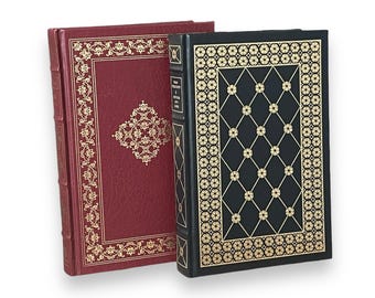 Lot de 2 livres : la pièce d'Anton Tchekhov et son père et ses fils par Ivan Tourgueniev - Relié en cuir de luxe à collectionner - Bibliothèque Franklin