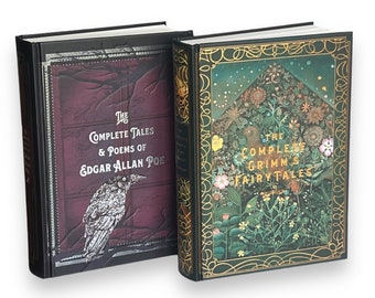 2 Books: Grimm's Fairy Tales and Edgar Allan Poe Complete Tales & Poems - Collectible Deluxe Special Gift Edition - Hardcover Classic Book