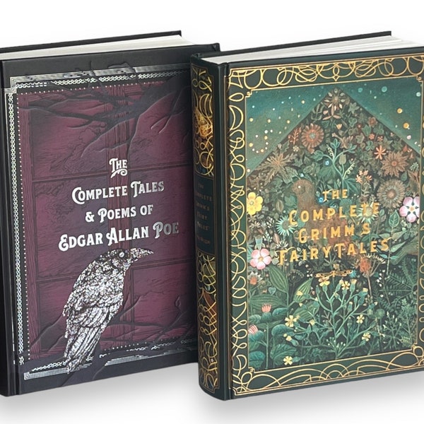 2 libros: Cuentos de hadas de Grimm y Cuentos y poemas completos de Edgar Allan Poe - Edición de regalo especial de lujo coleccionable - Libro clásico de tapa dura