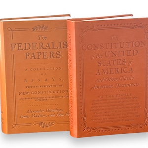 Set di 2! Documenti sulla Costituzione degli Stati Uniti e sul Federalismo - Edizione regalo speciale deluxe da collezione - Copertina in similpelle con rilegatura flessibile - Classic Books