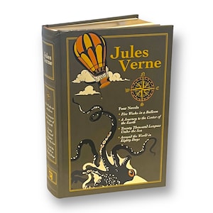 JULES VERNE 4 Novels: Journey to The Center of The Earth +3more Collectible Deluxe Edition - Leather Bound Hardcover BestSeller Classic Book