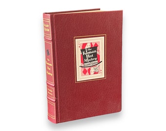 The Roman Hat Mystery par Ellery Queen - Livre relié en cuir de luxe spécial de collection - Édition mystère thriller espionnage Franklin Library, 1989