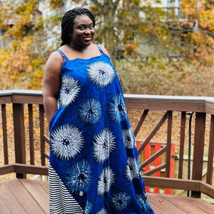 Plus size African print maxi dress, Ankara Maxi Dress, African Print Clothing, Ladies Long spaghetti strap summer Kaftan Dress, image 3