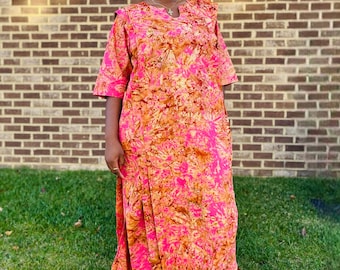 adire Dress, Adire Dresses For Women, African Print Bubu, Tye Dye Bubu, Tye Dye Kaftan, Bubu Style