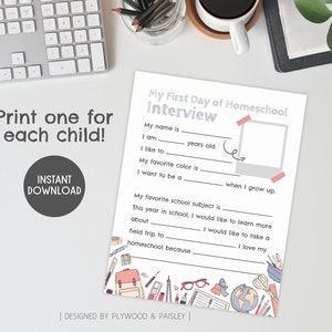My First Day of Homeschool Printable Interview, First Day of School ...